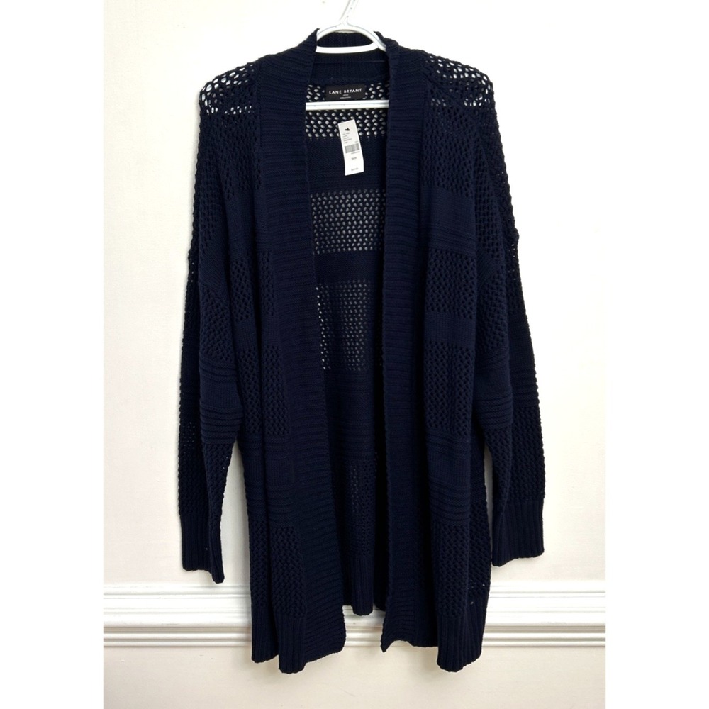 Lane Bryant Cardigan Sweater Women Plus 18/20 Navy Blue‎ Open Front Long Line